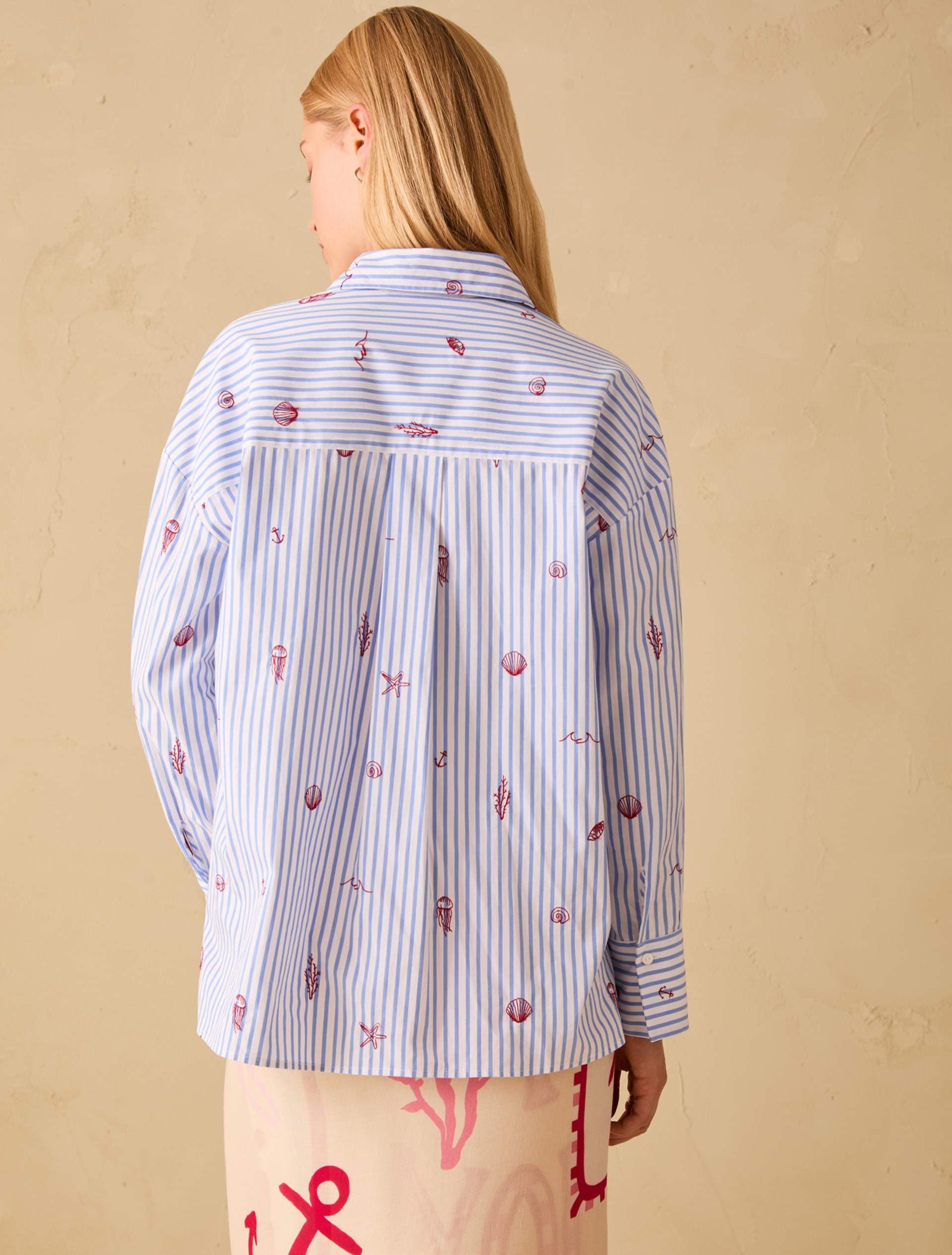 Poplin shirt with embroidery - LIGHT BLUE - pennyblack