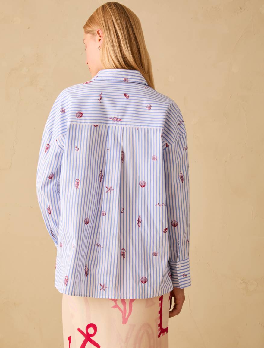 Poplin shirt with embroidery - LIGHT BLUE - Pennyblack - 3