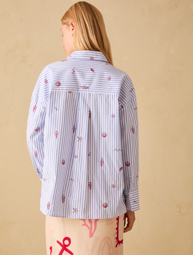 Poplin shirt with embroidery - LIGHT BLUE - pennyblack