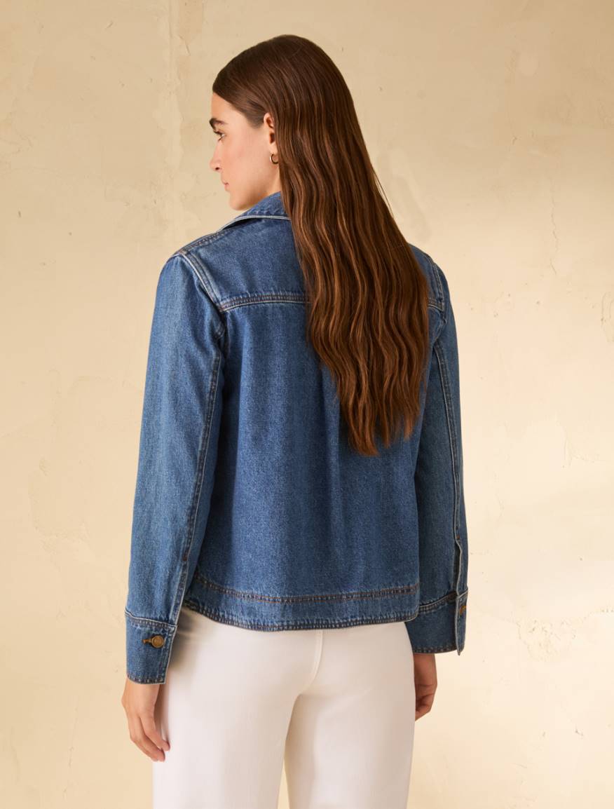 Boxy-cut denim blouse - NAVY - Pennyblack - 3
