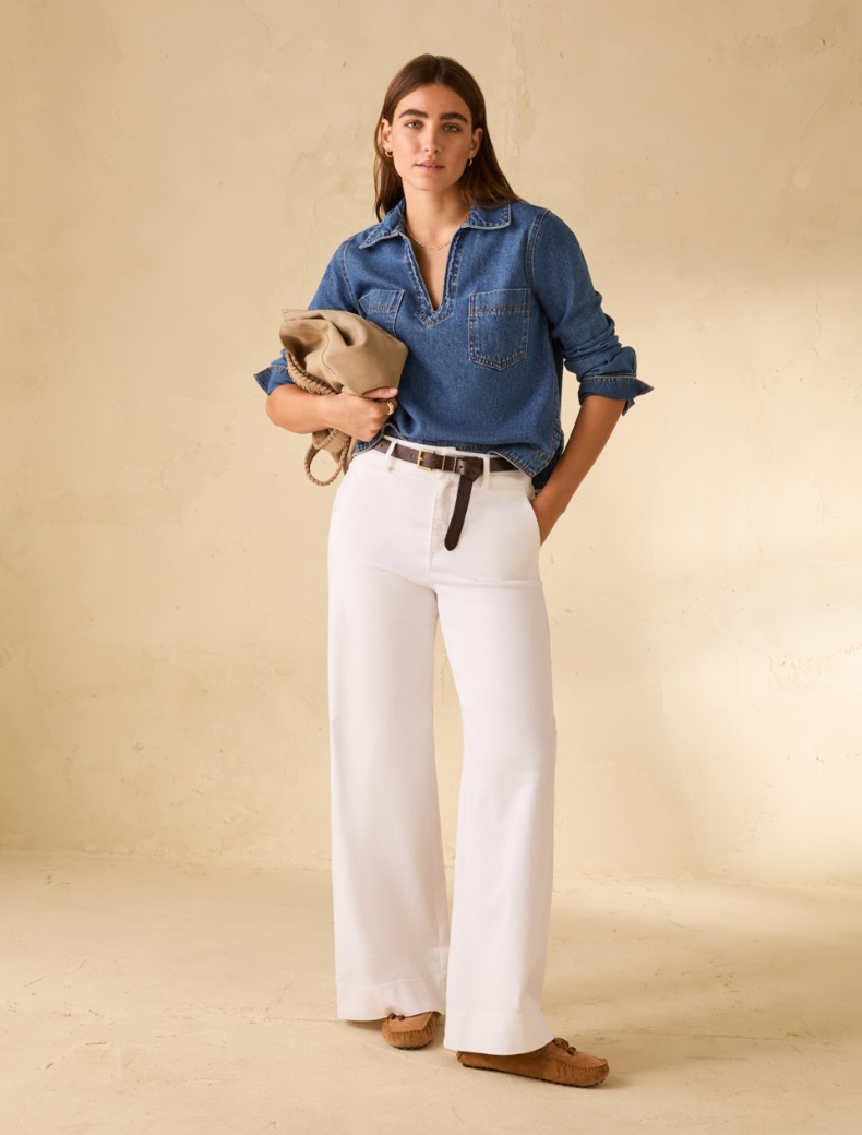 Boxy-cut denim blouse - NAVY - pennyblack