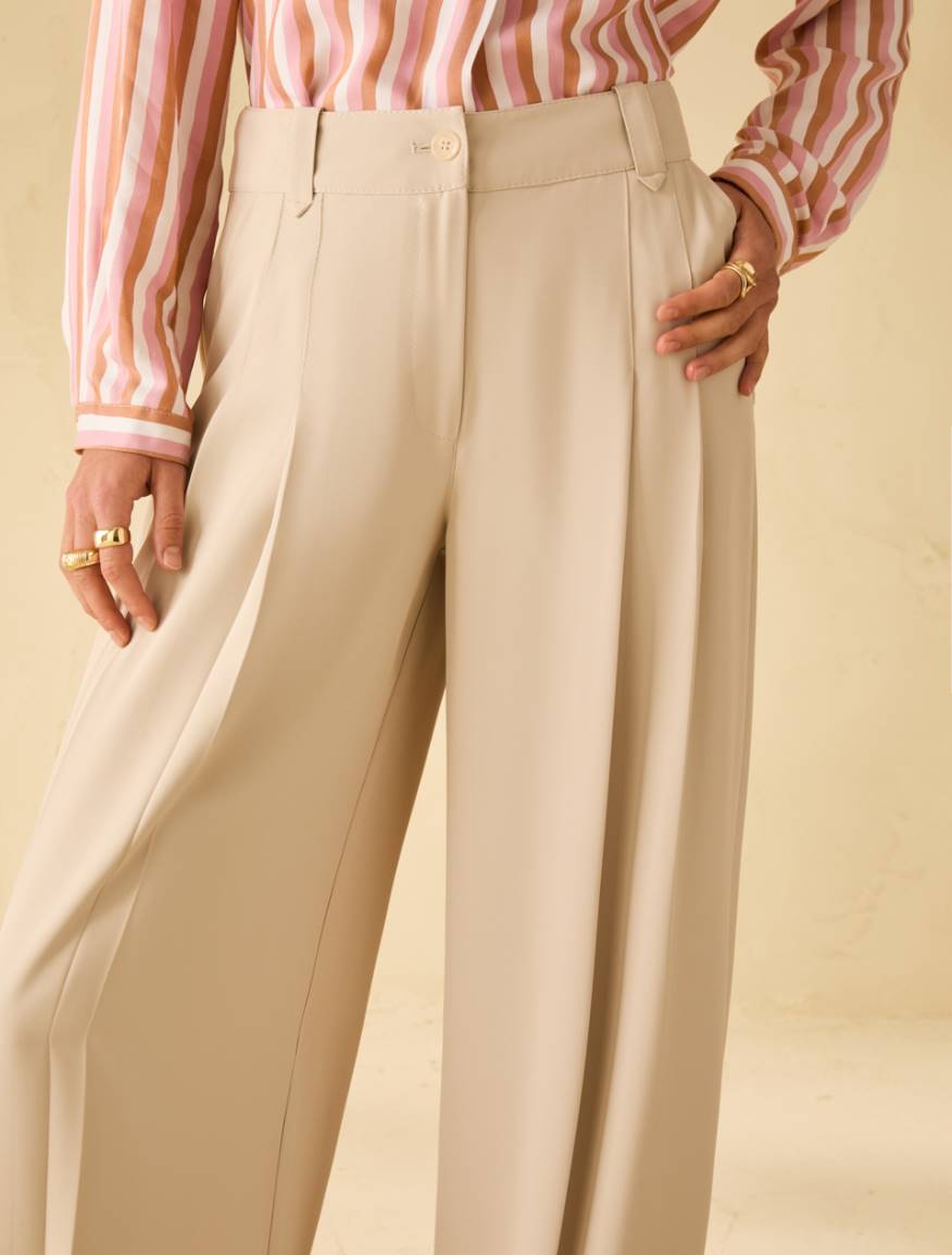 Pantaloni ampi in tessuto fluido - GHIACCIO - Pennyblack - 4