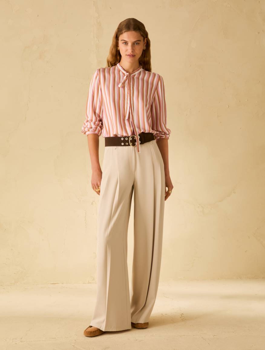 Pantaloni ampi in tessuto fluido - GHIACCIO - Pennyblack