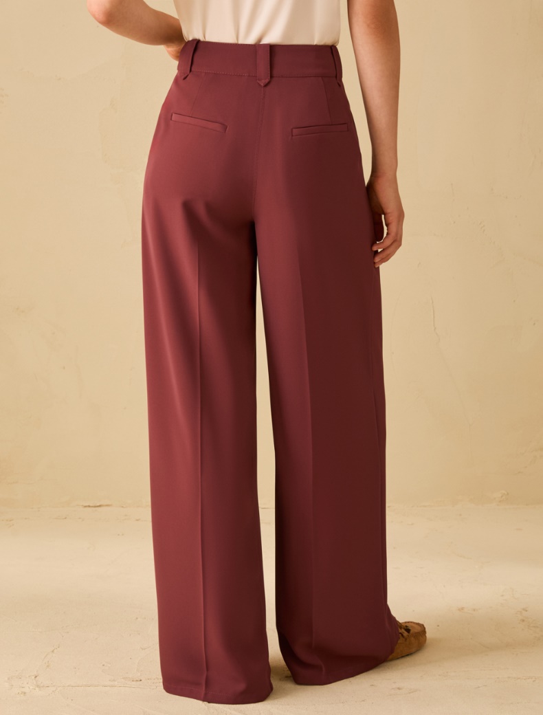 Flowing fabric wide-leg trousers - BORDEAUX - pennyblack