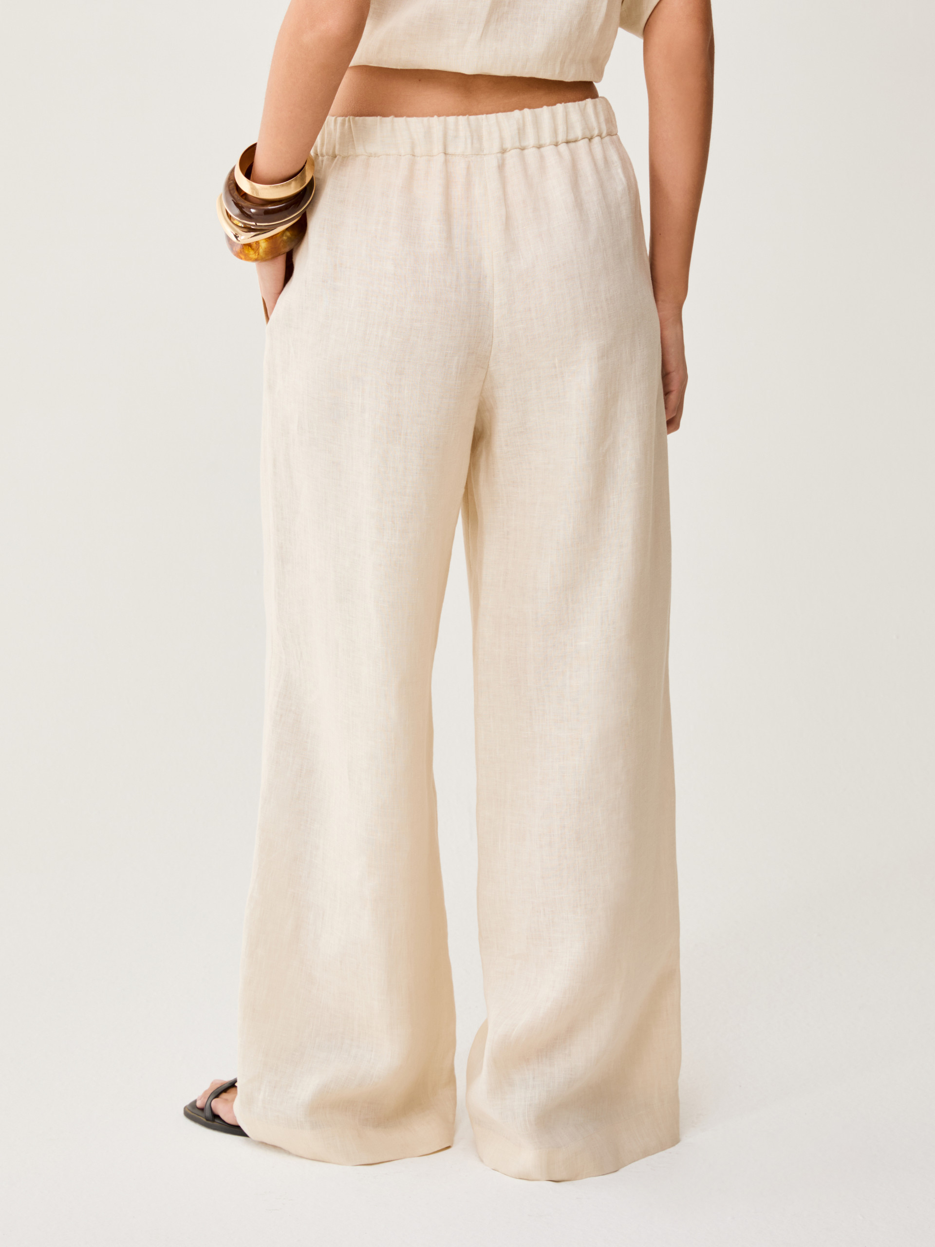 Wide-fit pure linen trousers - ECRU - pennyblack