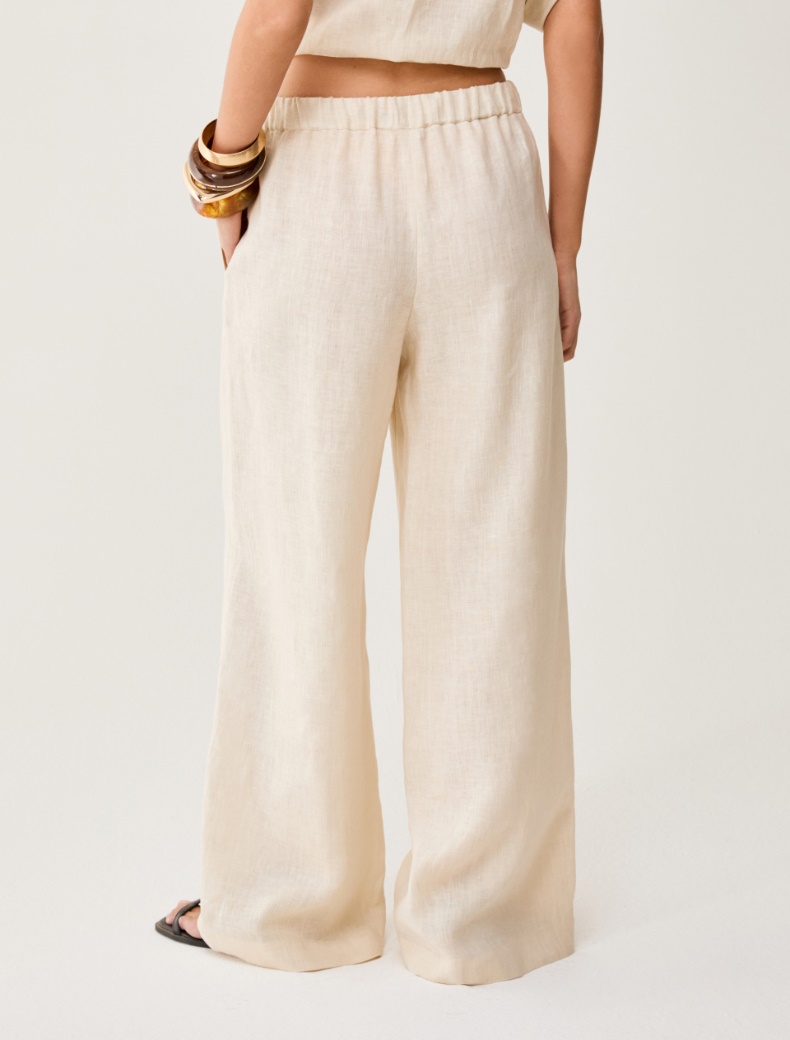 Wide-fit pure linen trousers - ECRU - pennyblack