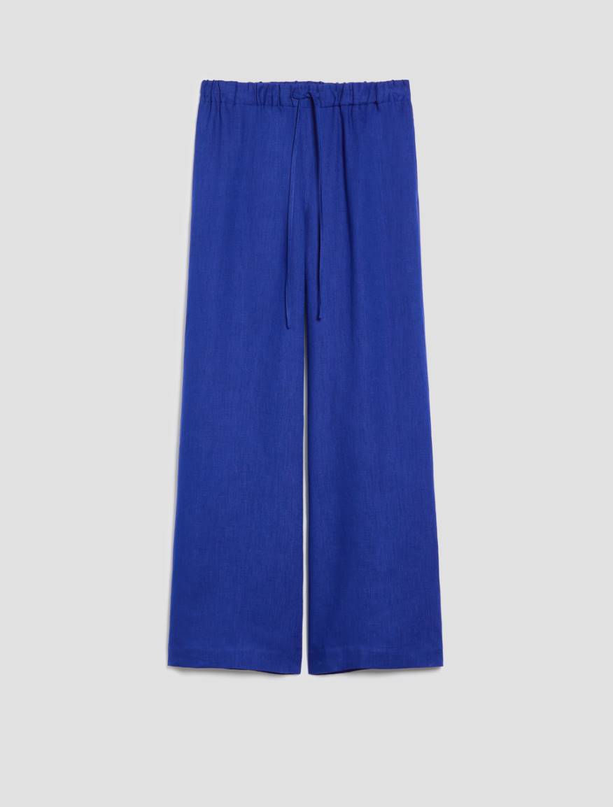 Wide-fit pure linen trousers - ELECTRIC BLUE - Pennyblack - 2