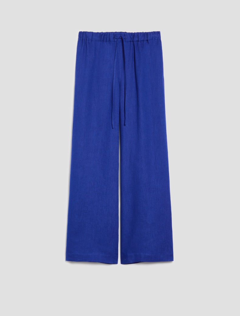 Wide-fit pure linen trousers - ELECTRIC BLUE - pennyblack