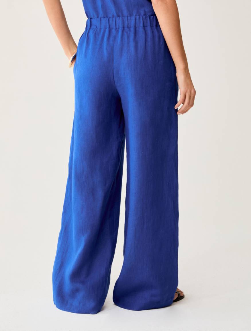 Wide-fit pure linen trousers - ELECTRIC BLUE - Pennyblack - 3