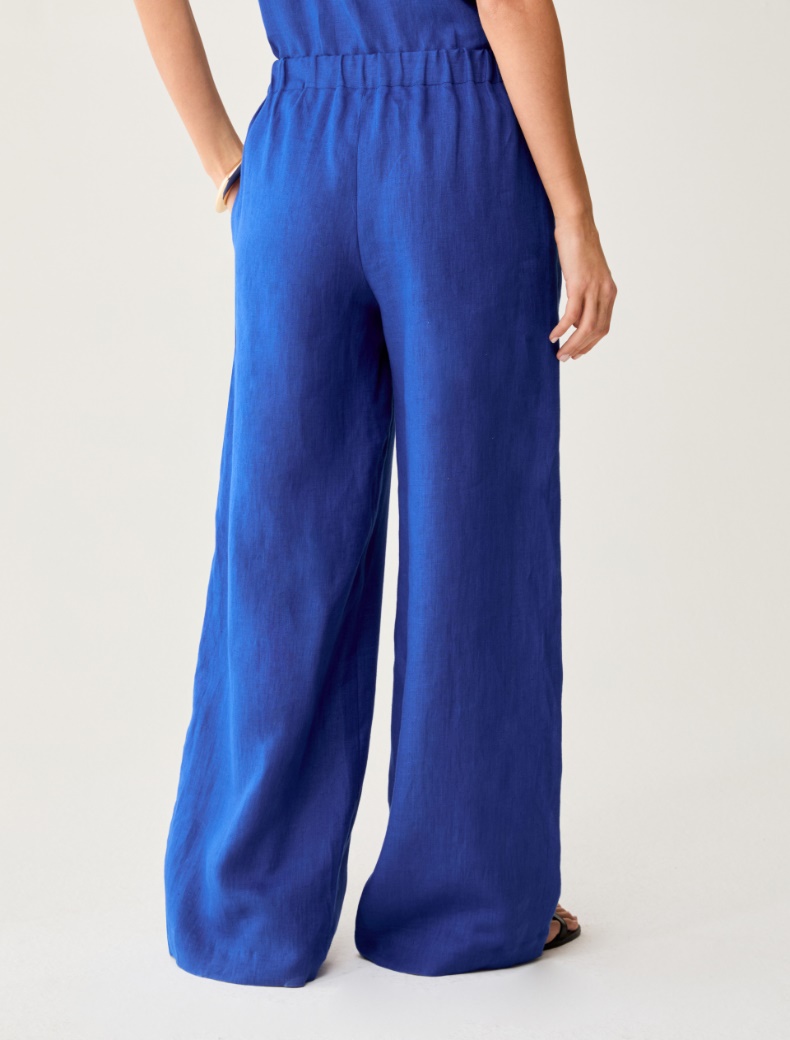Wide-fit pure linen trousers - ELECTRIC BLUE - pennyblack