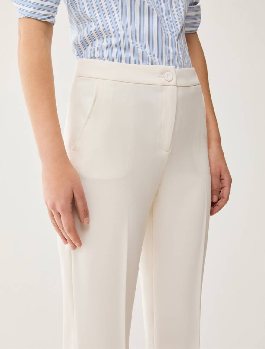 Straight-leg cady trousers - IVORY - Pennyblack - 4