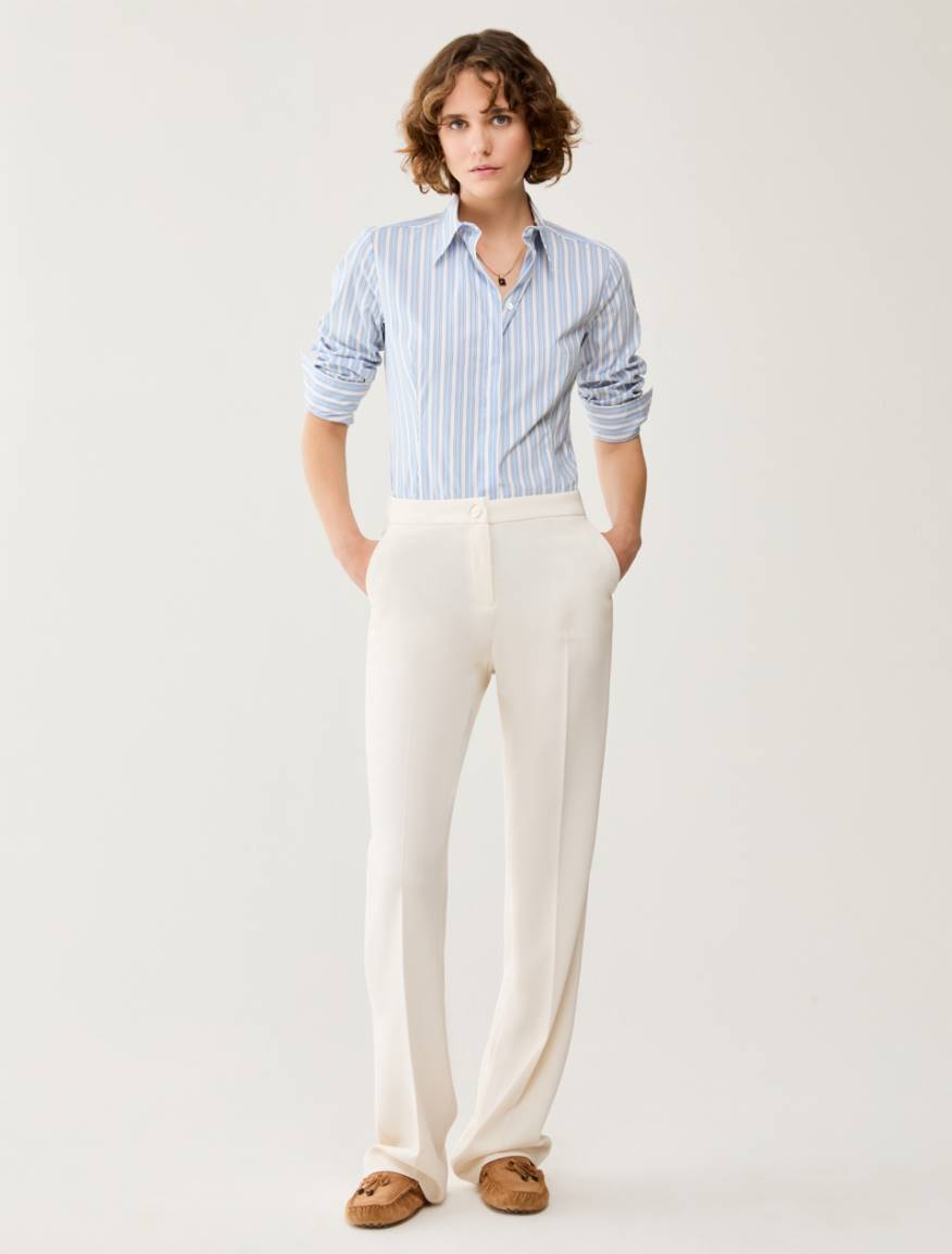 Straight-leg cady trousers - IVORY - Pennyblack