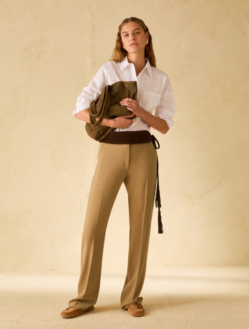 Straight-leg cady trousers - SAGE - Pennyblack