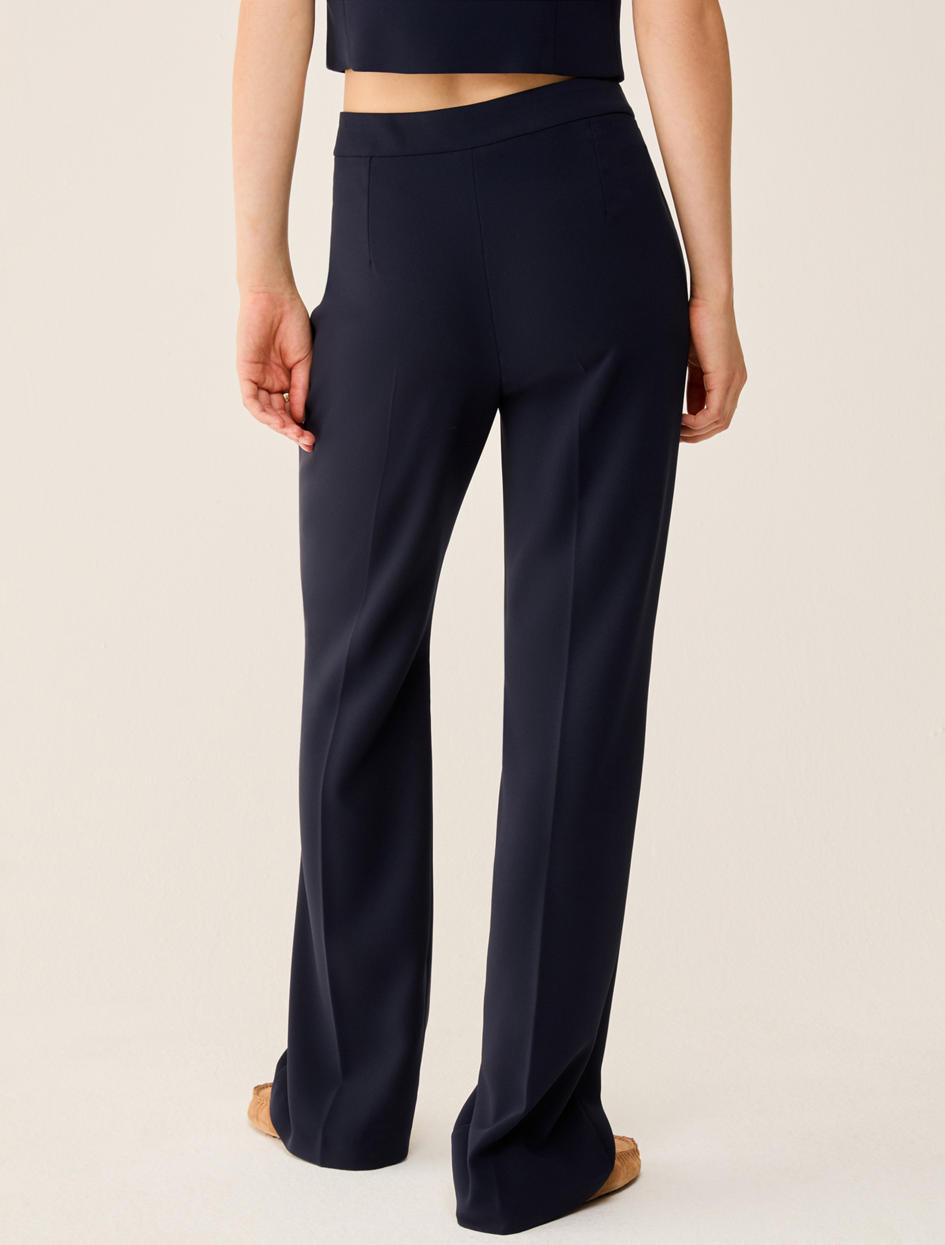 Straight-leg cady trousers - NAVY - pennyblack
