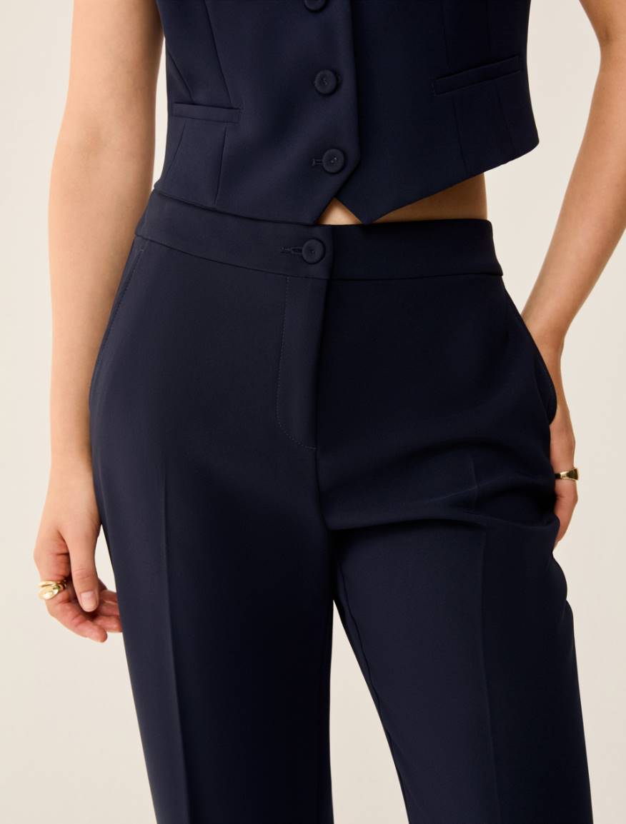 Straight-leg cady trousers - NAVY - Pennyblack - 4