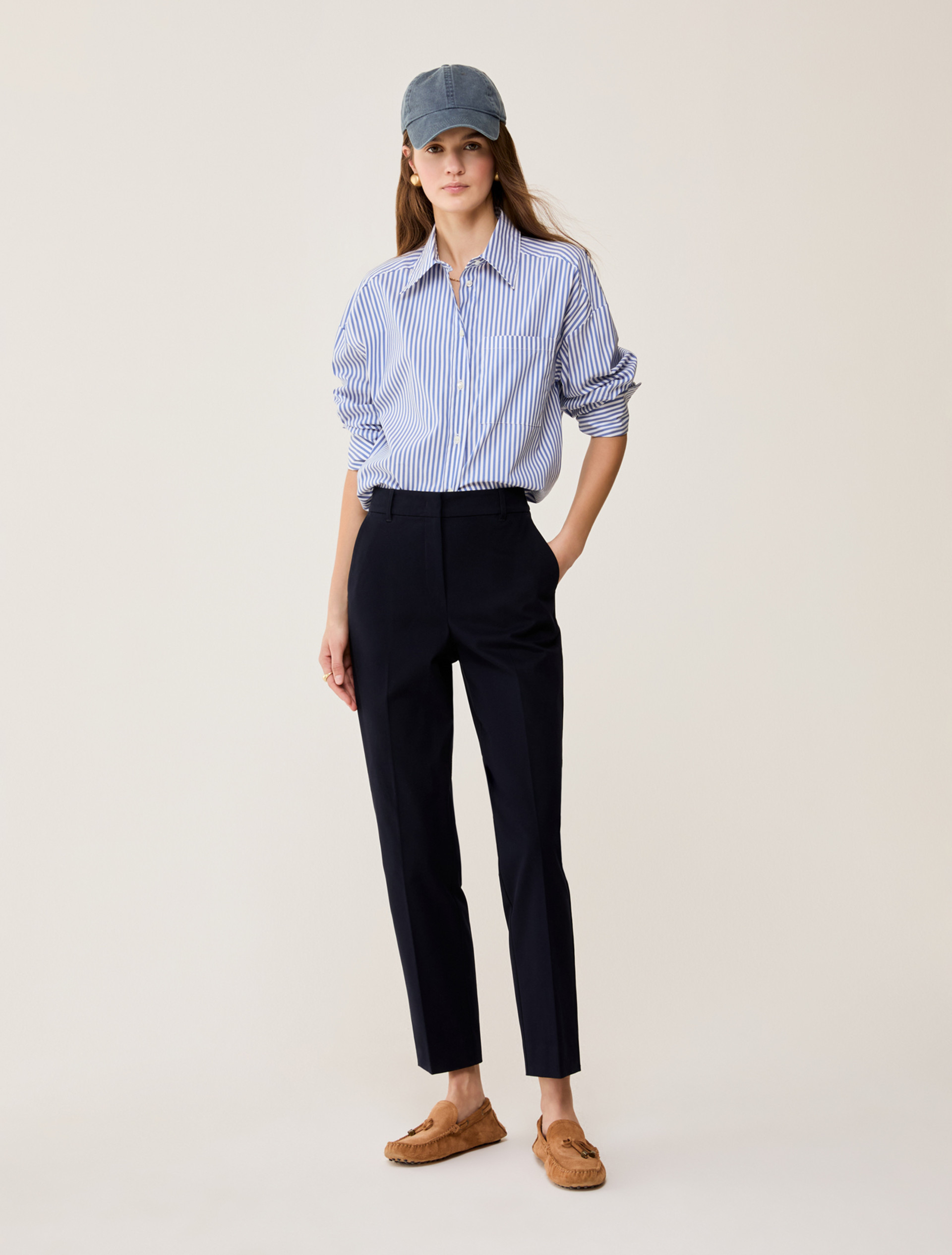 Slim-cut trousers - NAVY - pennyblack