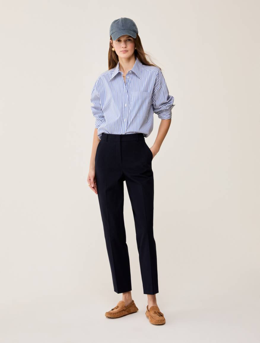 Slim-cut trousers - NAVY - Pennyblack