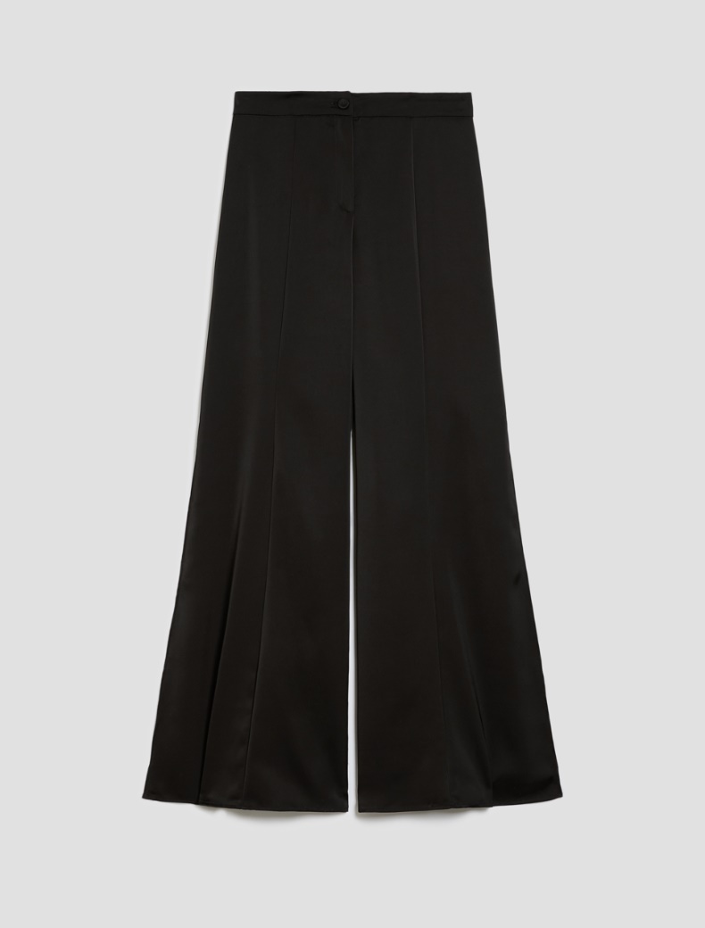 Double satin wide-leg trousers - BLACK - pennyblack