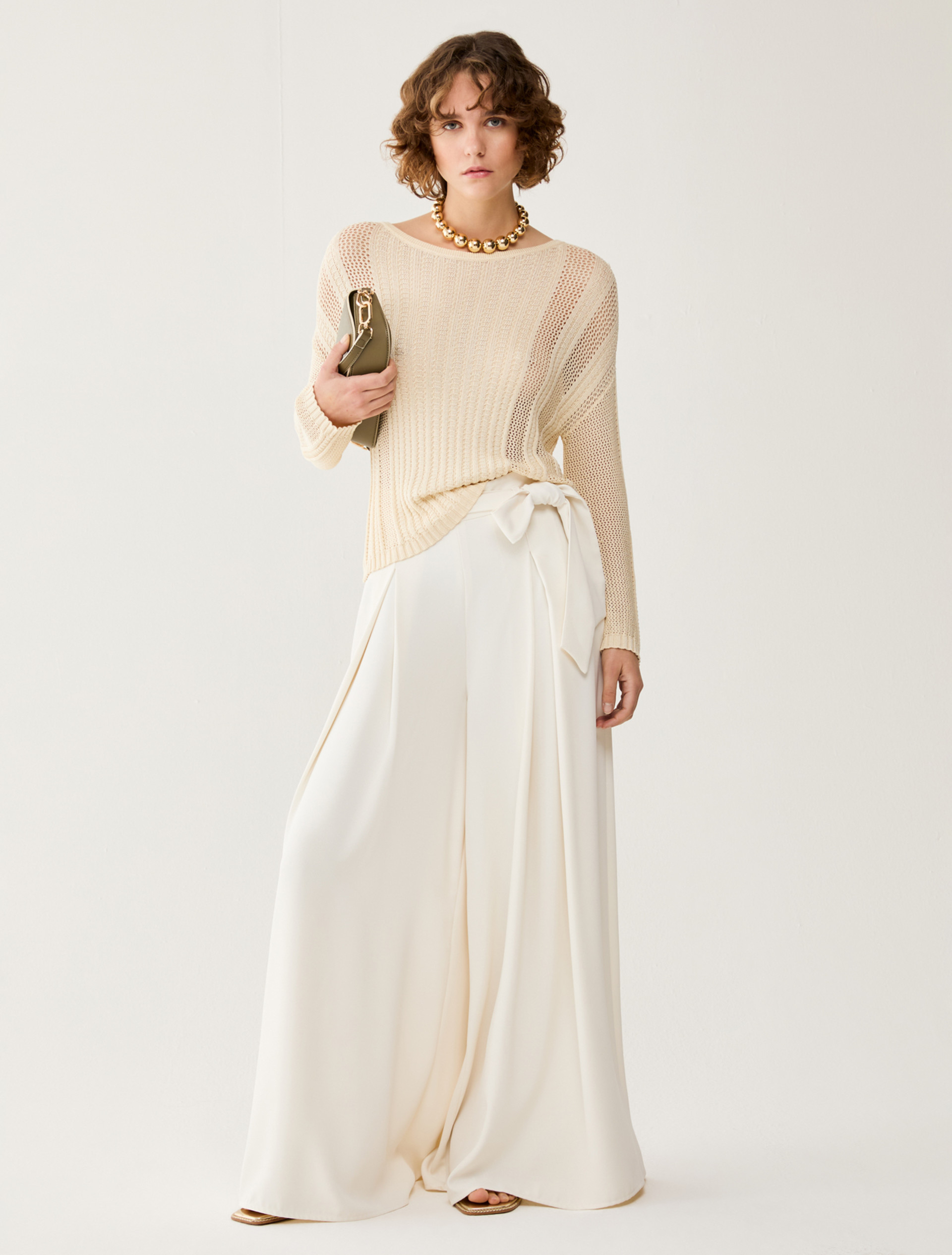 Culottes in sablé fabric - IVORY - pennyblack
