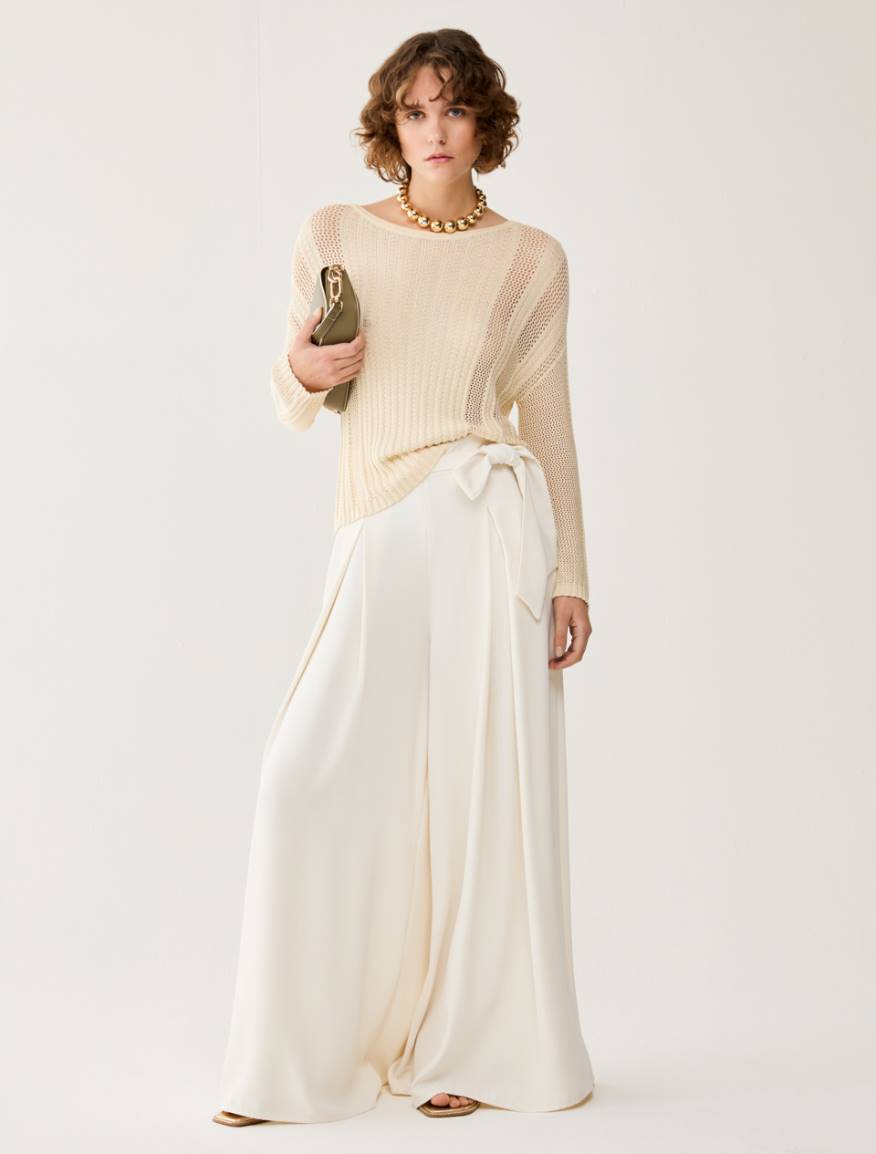 Culottes in sablé fabric - IVORY - Pennyblack - 5