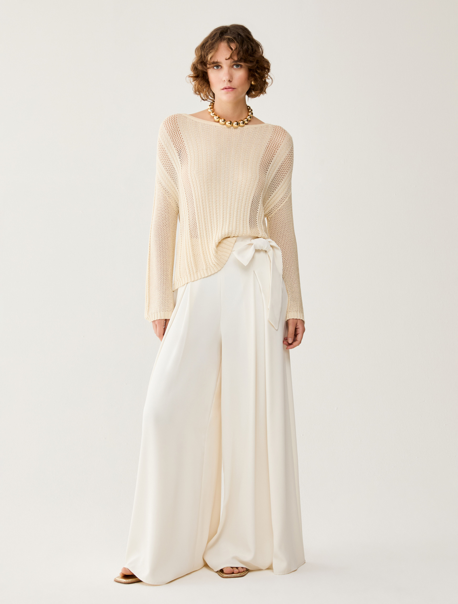Culottes in sablé fabric - IVORY - pennyblack