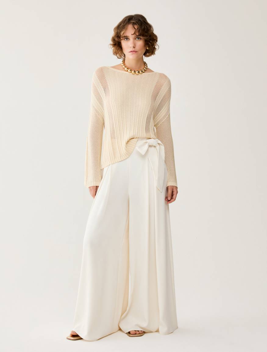 Culottes in sablé fabric - IVORY - Pennyblack