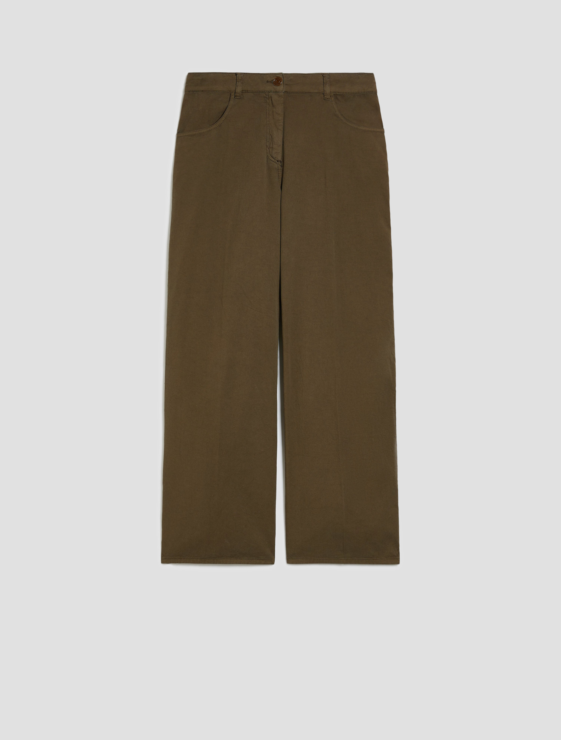 Wide-fit cotton piqué trousers - KAKI - pennyblack