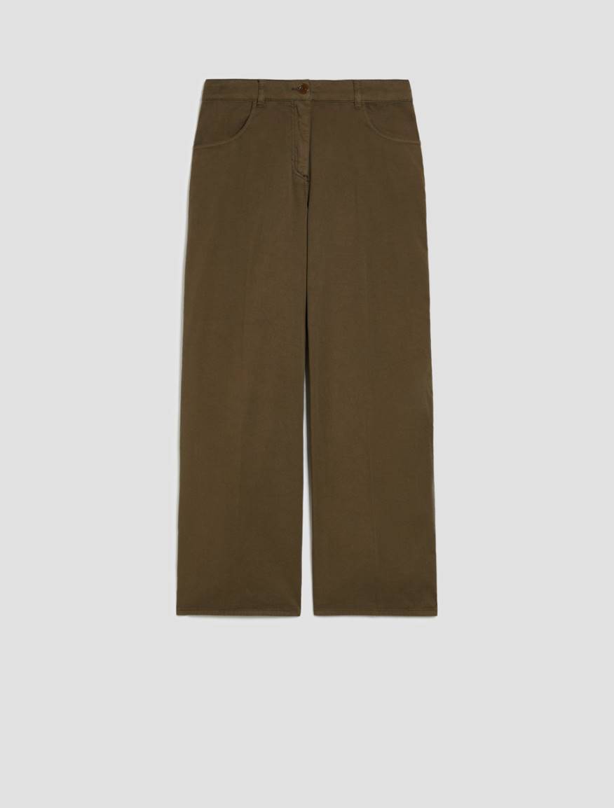Wide-fit cotton piqué trousers - KAKI - Pennyblack - 2