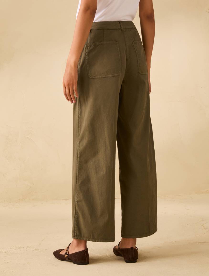 Wide-fit cotton piqué trousers - KAKI - Pennyblack - 3