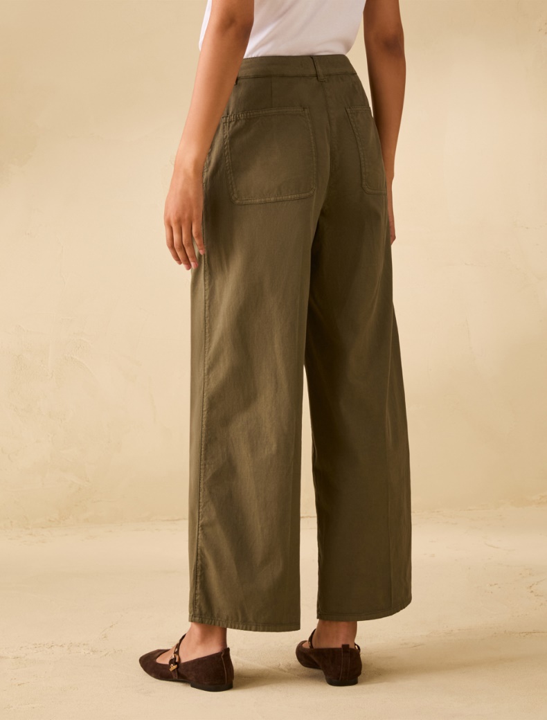 Wide-fit cotton piqué trousers - KAKI - pennyblack