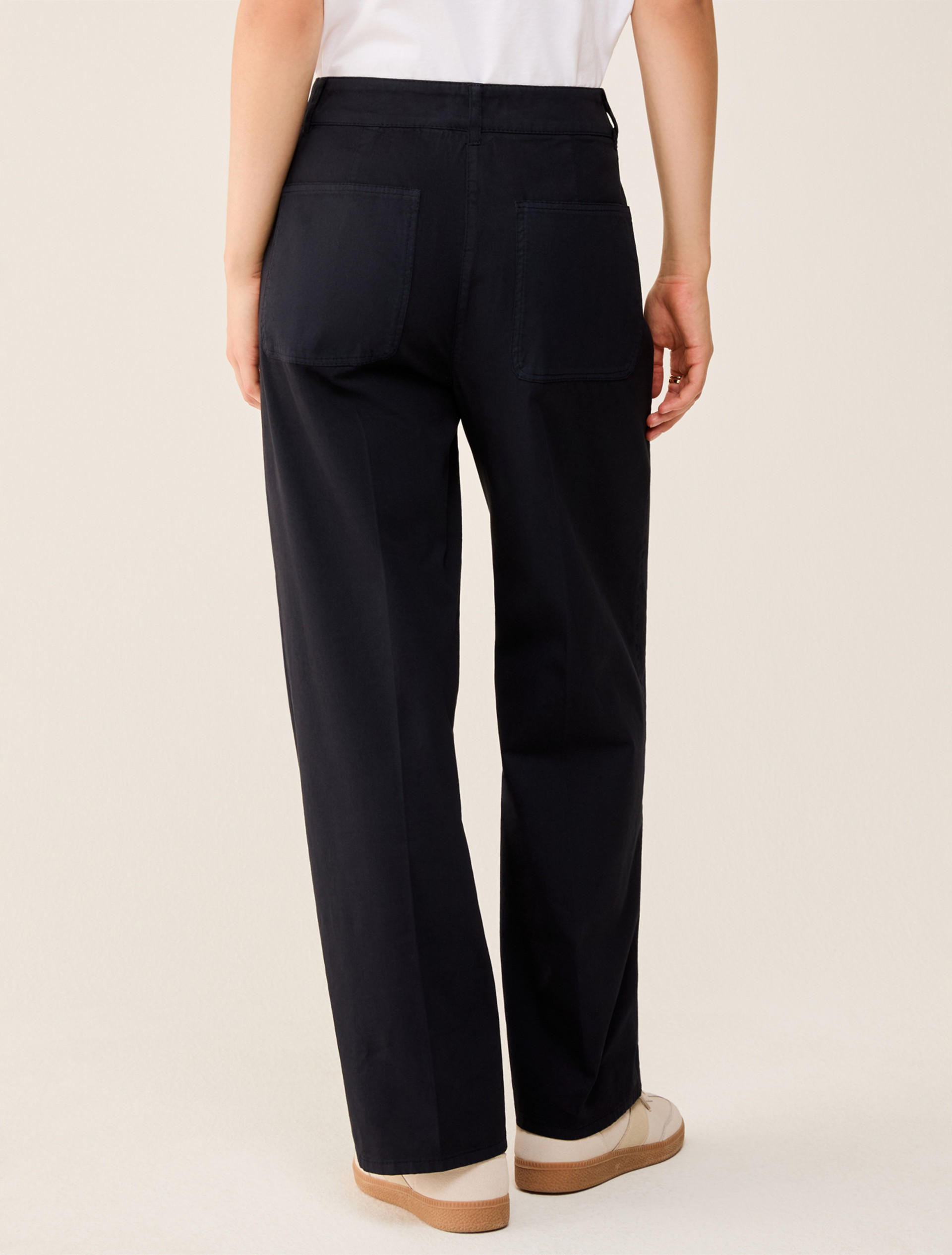 Wide-fit cotton piqué trousers - NAVY - pennyblack