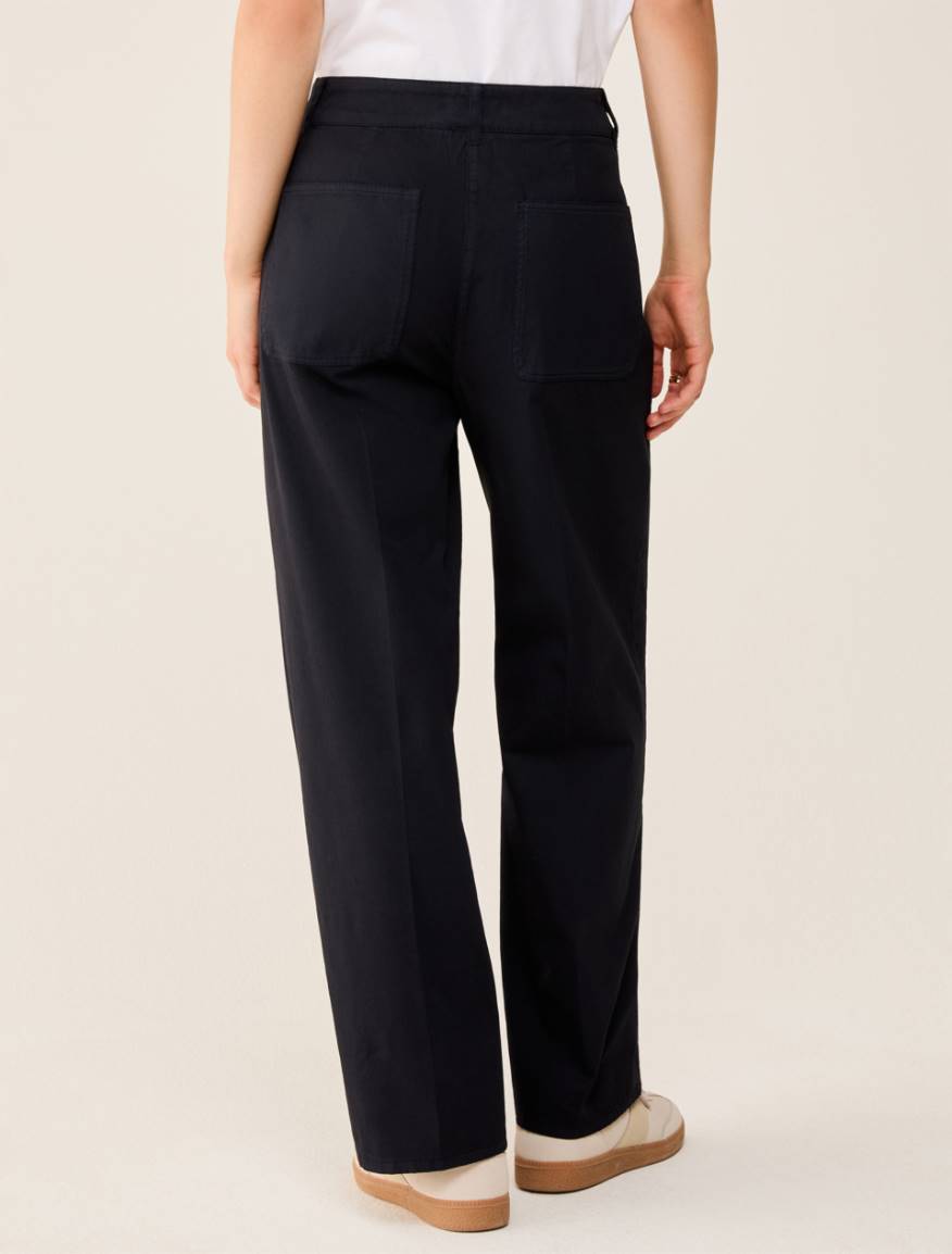 Wide-fit cotton piqué trousers - NAVY - Pennyblack - 3