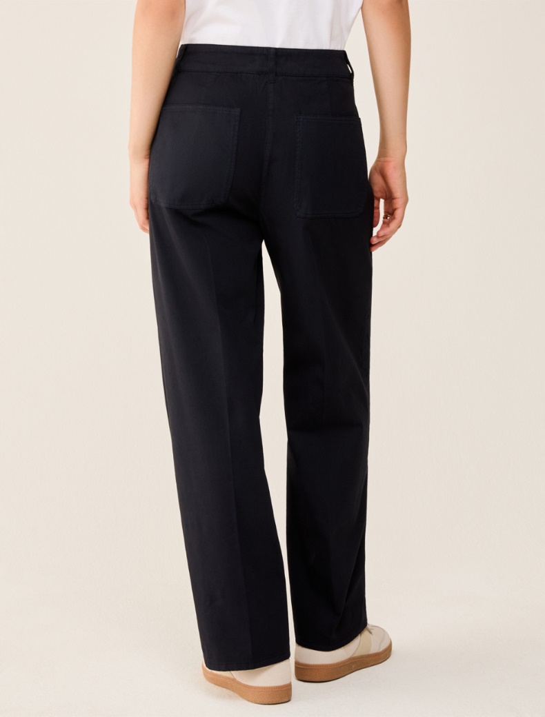 Wide-fit cotton piqué trousers - NAVY - pennyblack