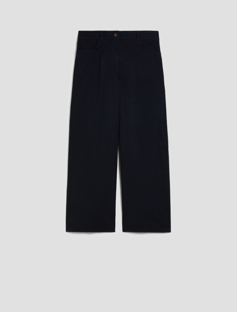 Wide-fit cotton piqué trousers - NAVY - pennyblack
