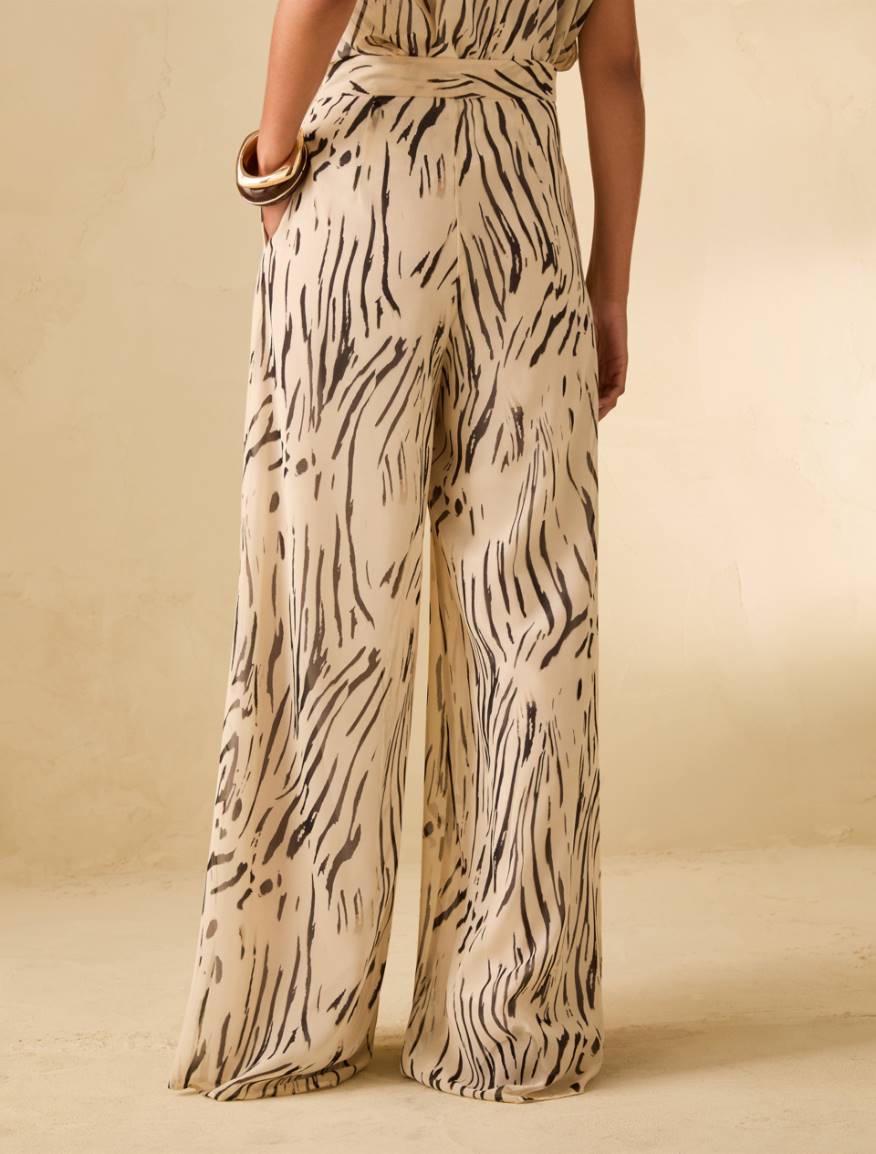 Zebra-print georgette trousers - IVORY - Pennyblack - 3