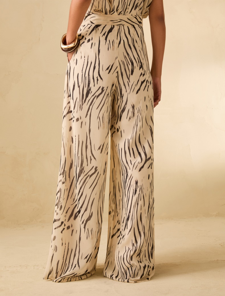 Zebra-print georgette trousers - IVORY - pennyblack