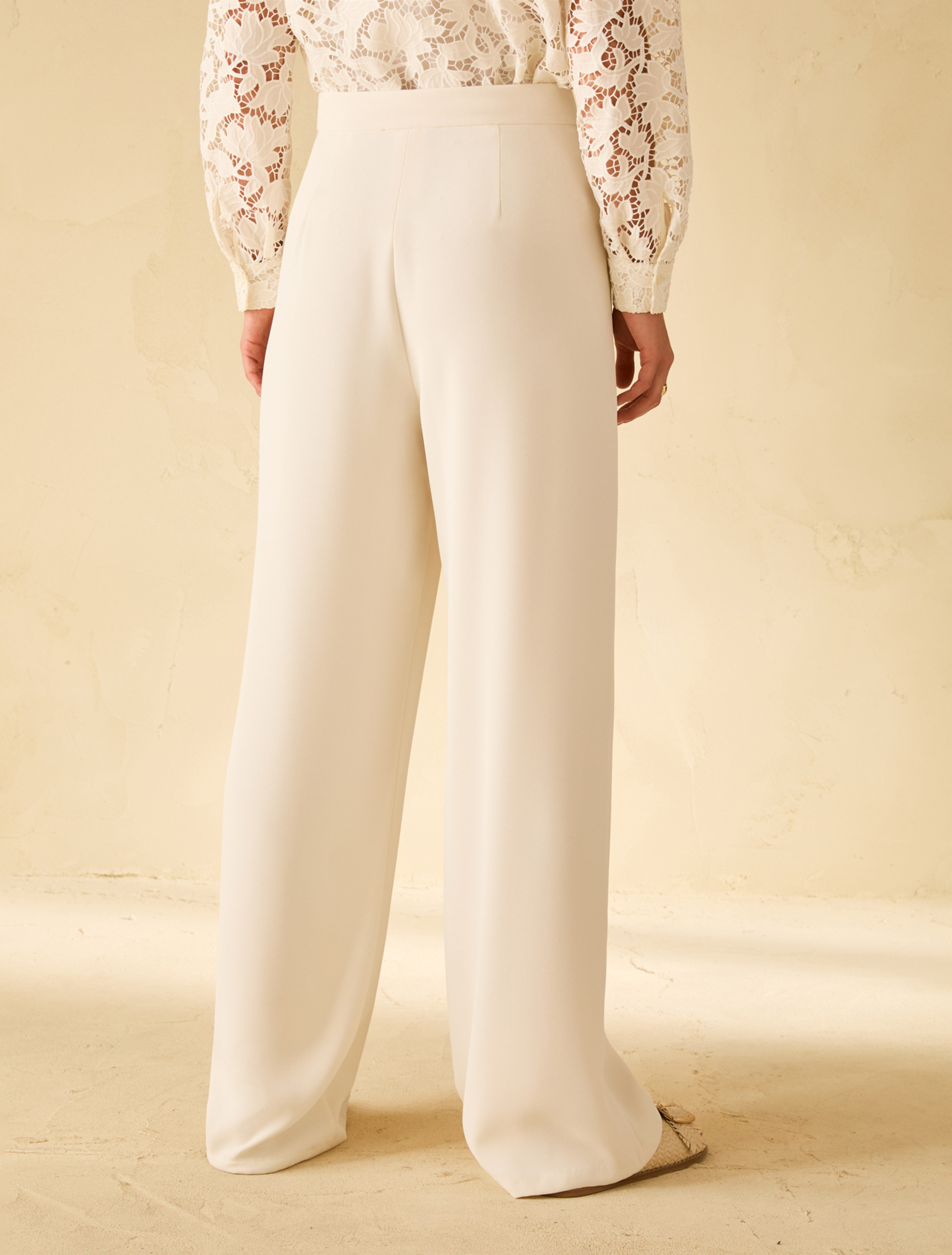 Sablé fabric wide-leg trousers - IVORY - pennyblack