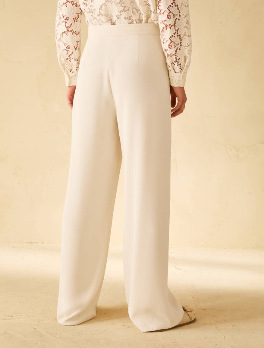 Sablé fabric wide-leg trousers - IVORY - Pennyblack - 3