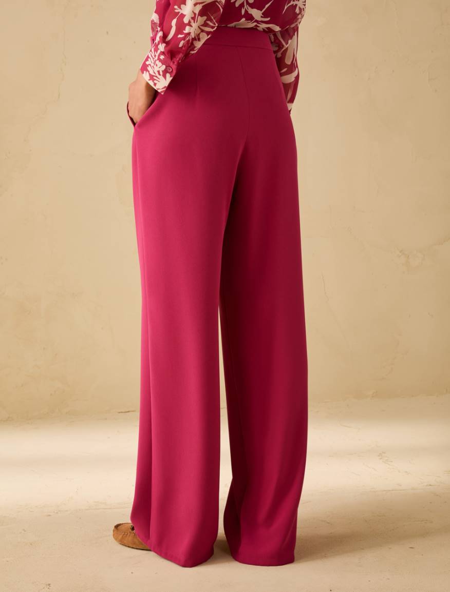 Sablé fabric wide-leg trousers - FUCHSIA - Pennyblack - 3