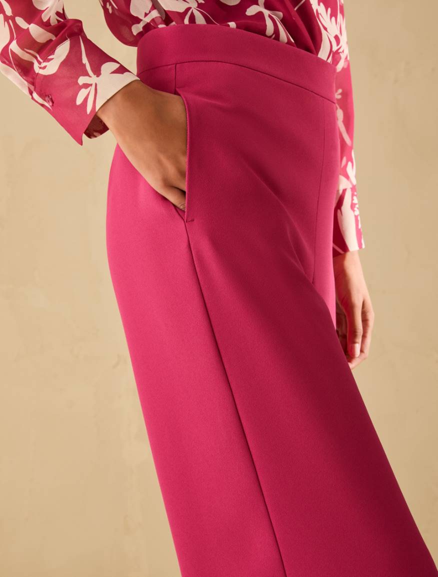Sablé fabric wide-leg trousers - FUCHSIA - Pennyblack - 4