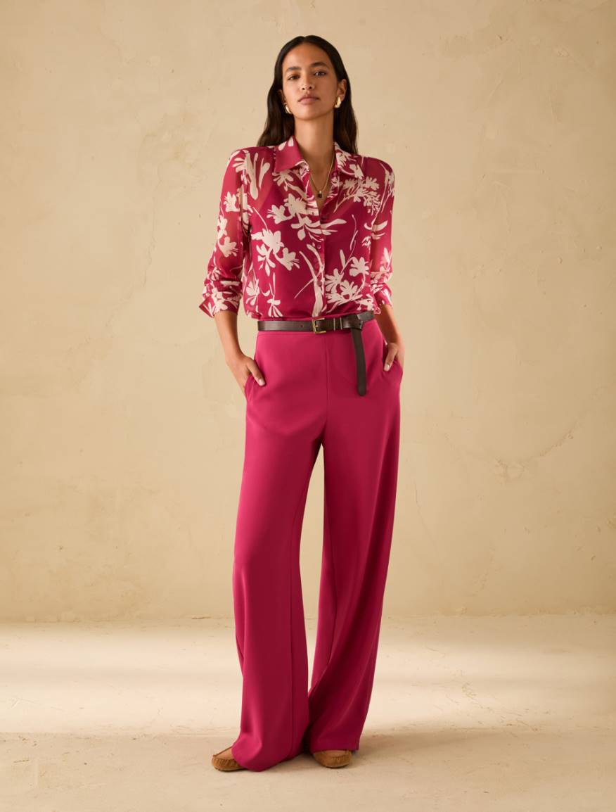 Sablé fabric wide-leg trousers - FUCHSIA - Pennyblack