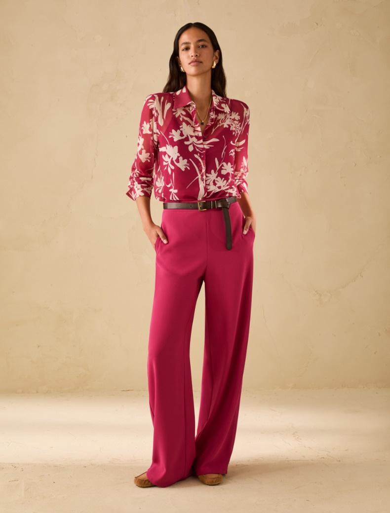 Sablé fabric wide-leg trousers - FUCHSIA - pennyblack