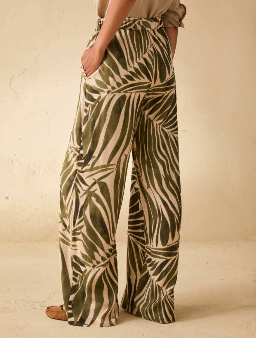 Flowing twill wide-leg trousers - BEIGE - Pennyblack - 3