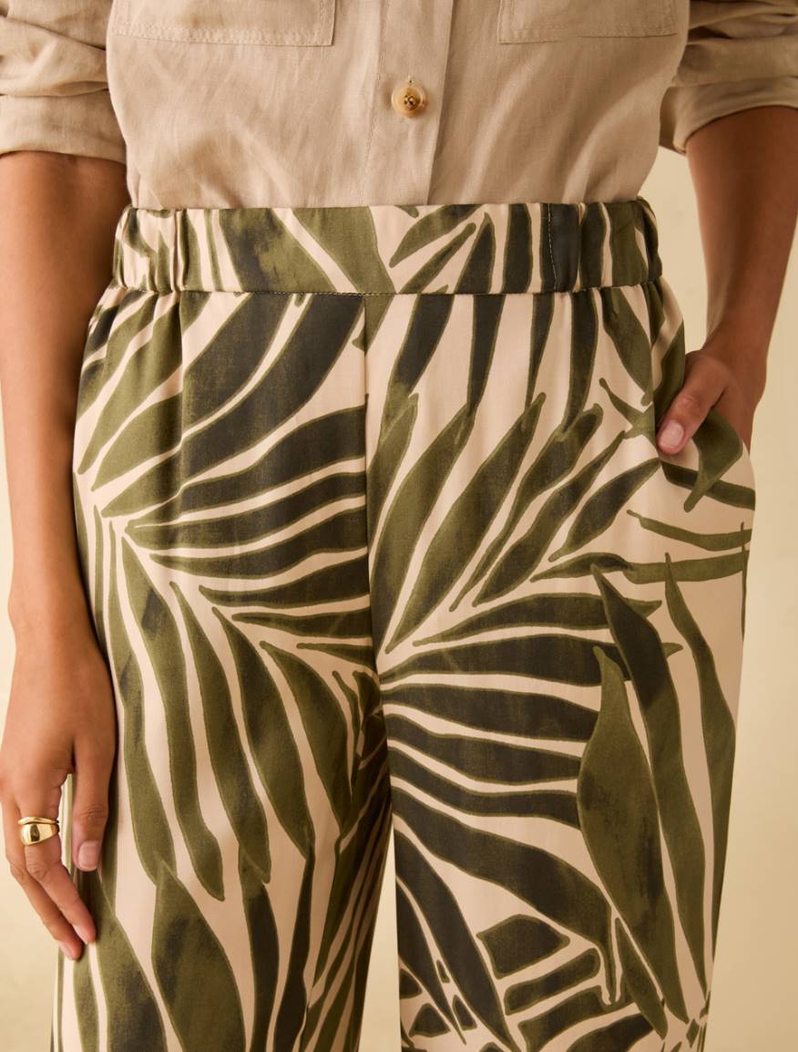 Flowing twill wide-leg trousers - BEIGE - Pennyblack - 4