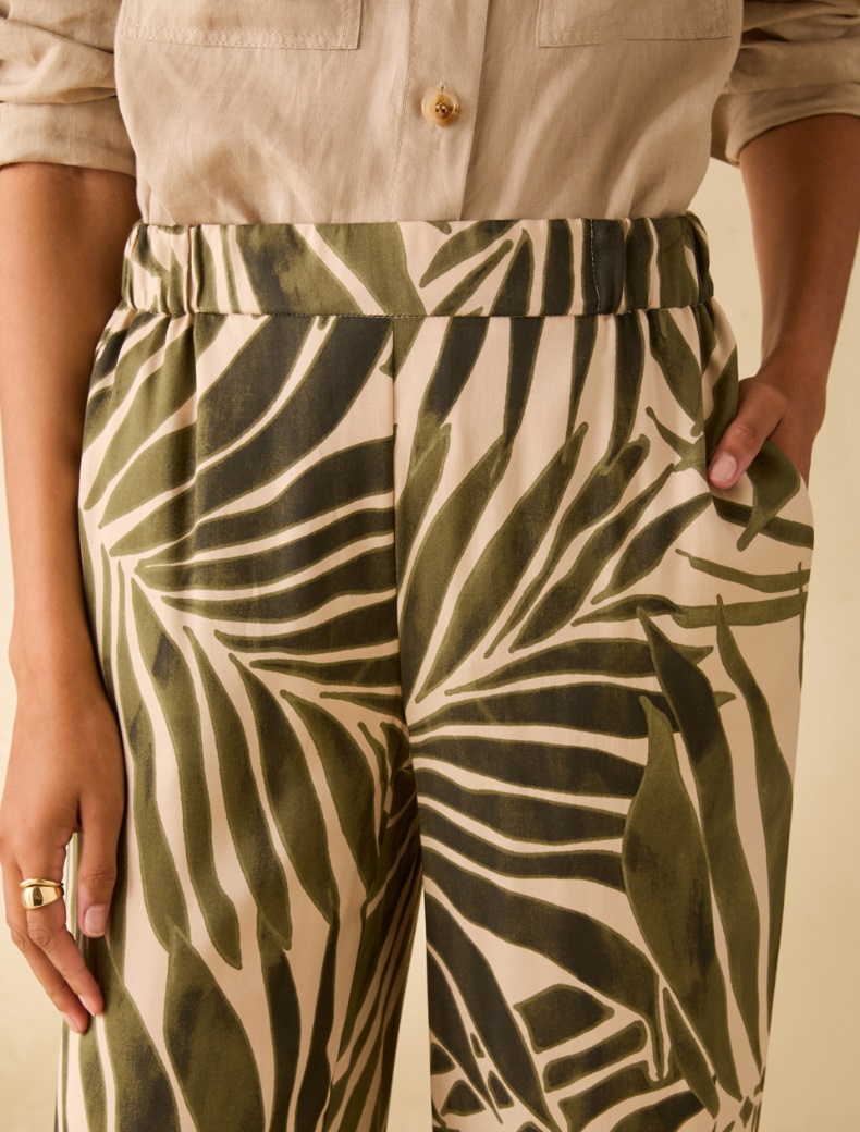 Flowing twill wide-leg trousers - BEIGE - pennyblack