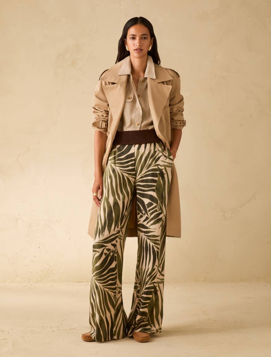 Flowing twill wide-leg trousers - BEIGE - Pennyblack - 5