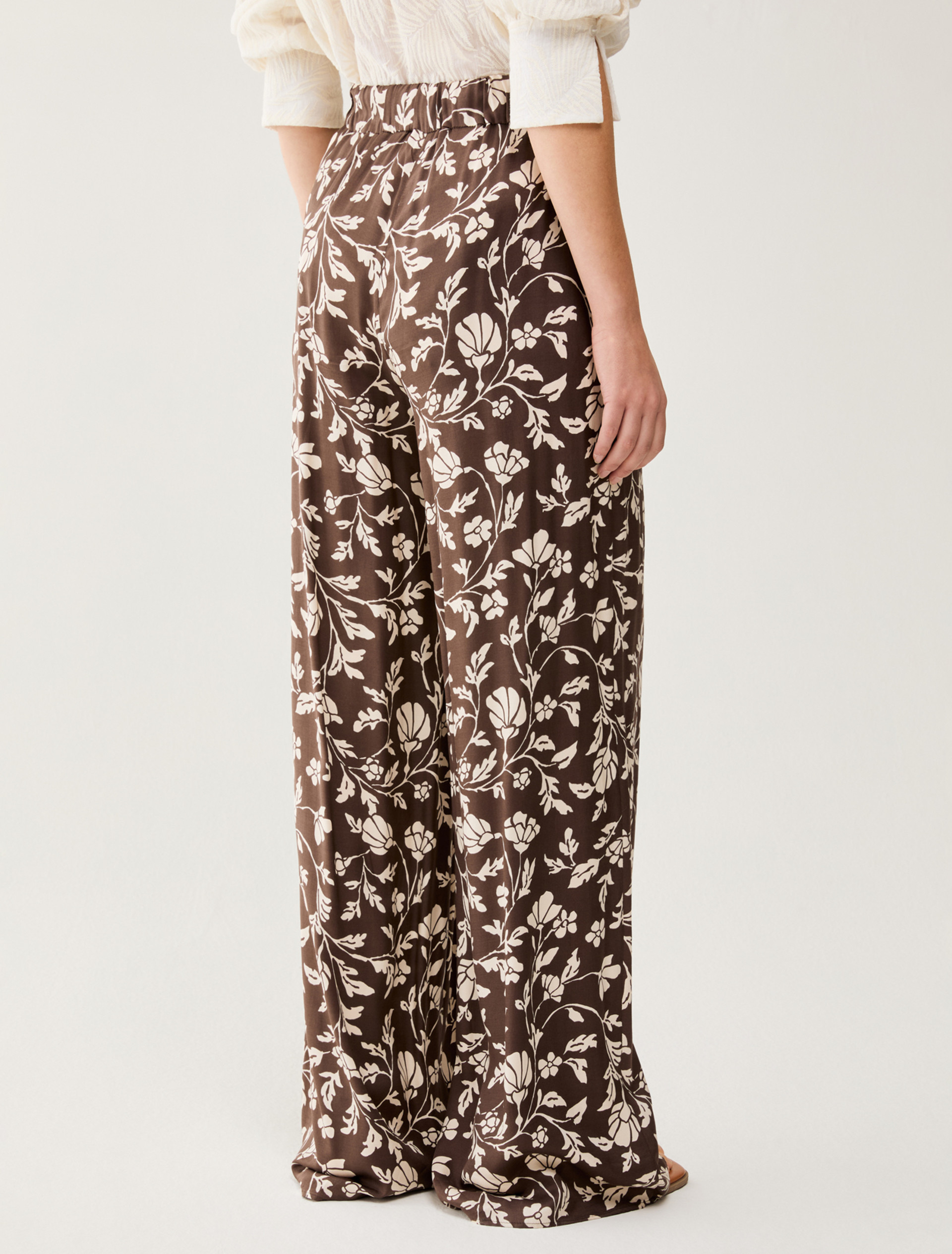 Flowing twill wide-leg trousers - CHOCOLATE - pennyblack
