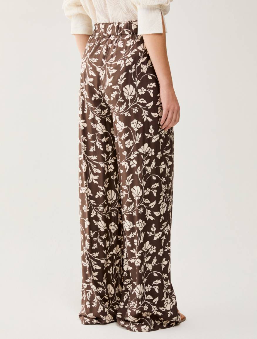 Flowing twill wide-leg trousers - CHOCOLATE - Pennyblack - 3