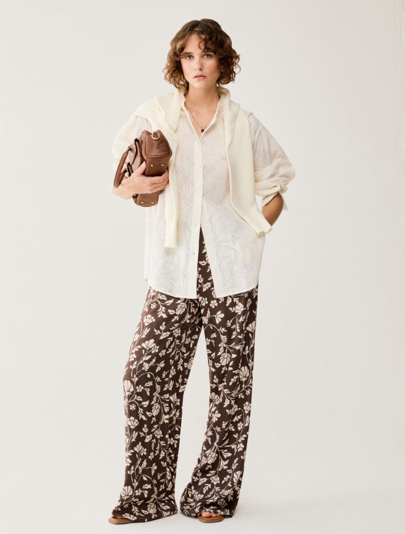 Flowing twill wide-leg trousers - CHOCOLATE - pennyblack