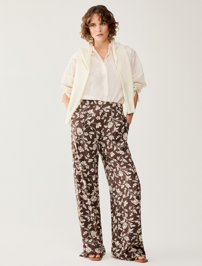 Flowing twill wide-leg trousers Flowing twill wide-leg trousers - CHOCOLATE - pennyblack